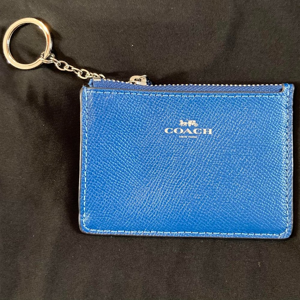 NWT COACH Mini Skinny Id Card Case Blue Leather